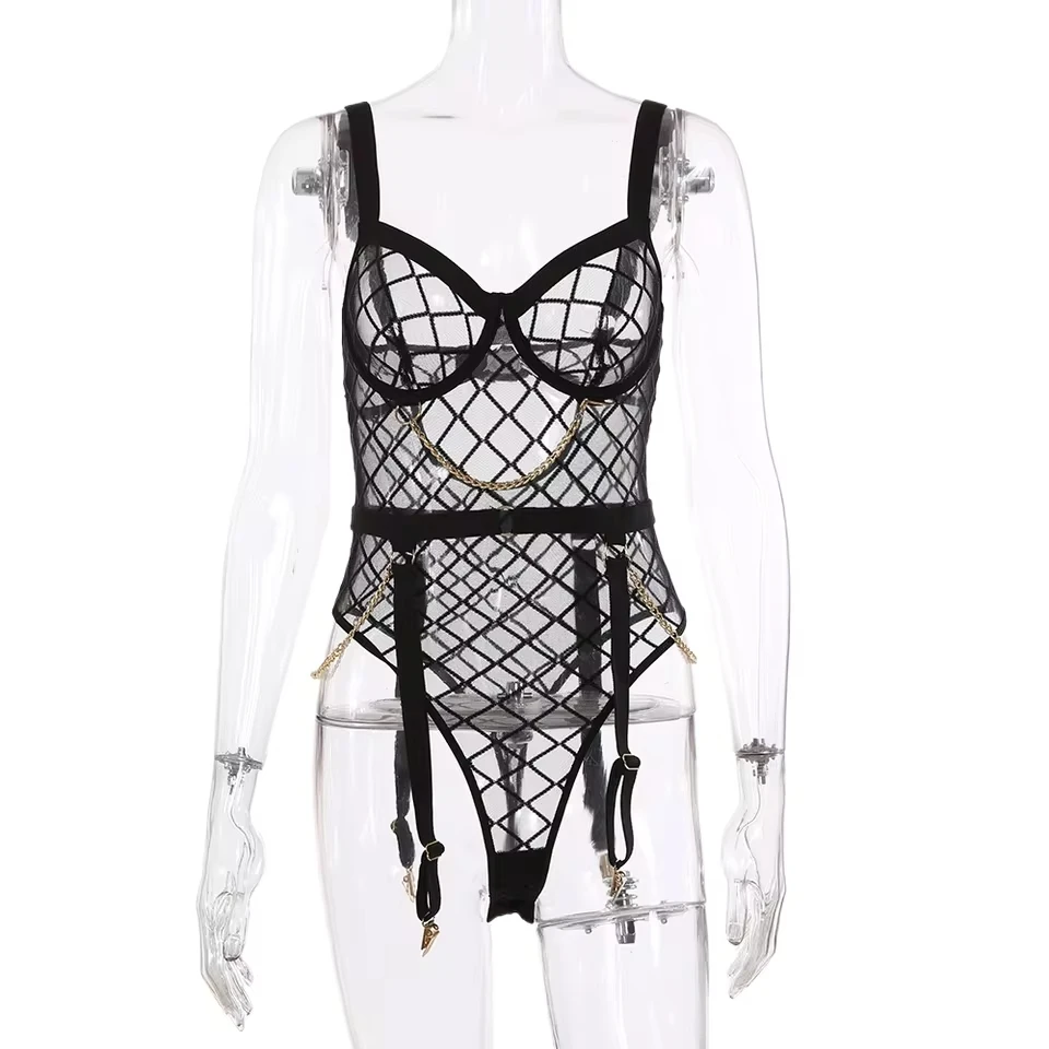 New Erotic Western Style Hot Girl Mesh Featuring Sensual Metal Chain See Through Alluring Exquisite Premium Erotic Bodysuit
New Erotic Western Style Hot Girl Mesh Featuring Sensual Metal Chain See Through Alluring Exquisite Premium Erotic Bodysuit