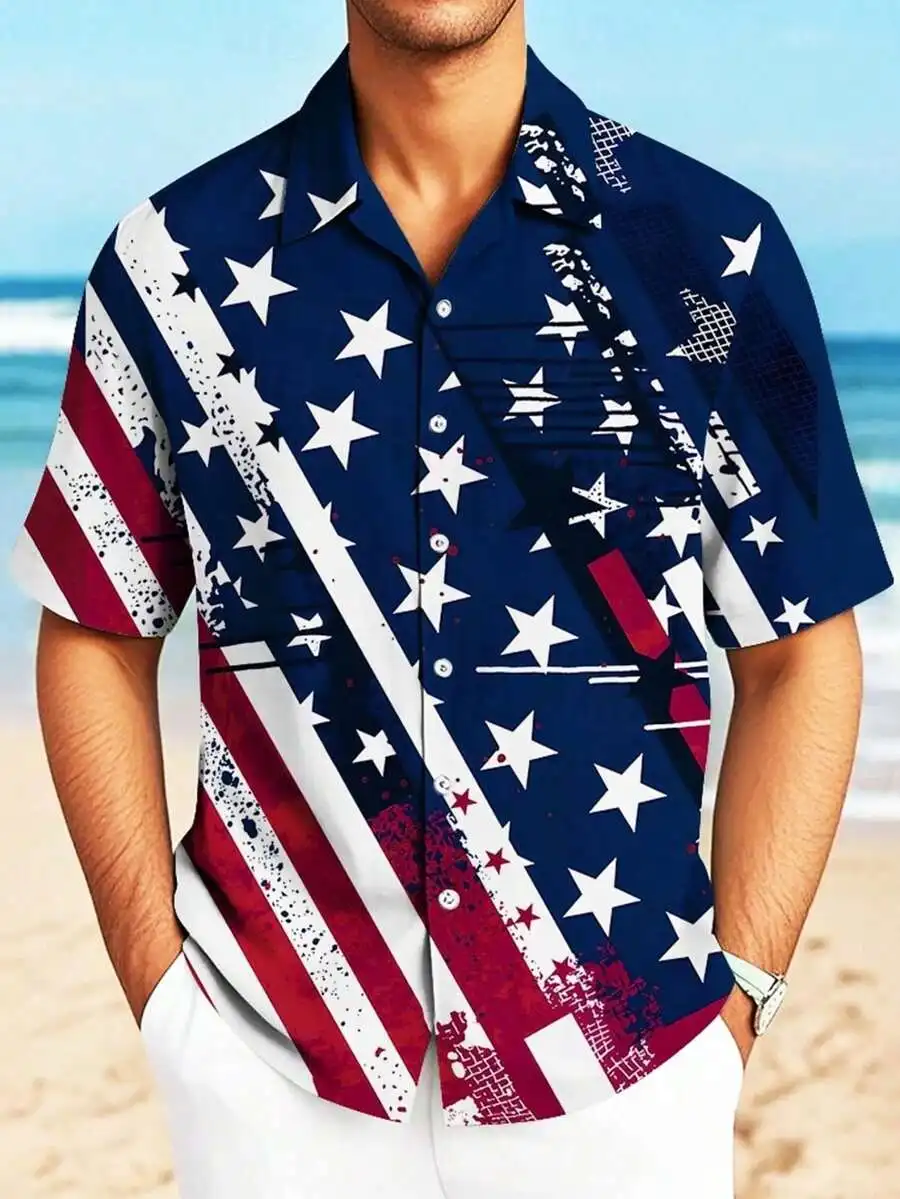 Mens American Flag Patriotic Hawaiian Shirt Short Sleeve Button Up Casual Summer
Mens American Flag Patriotic Hawaiian Shirt Short Sleeve Button Up Casual Summer