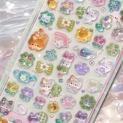 Funny Sweet Furit Ice Cream Pets Drop 3D Relief Sticker Scrapbooking Diy Diary Decor Journaling Stationery Kawaii Stickers