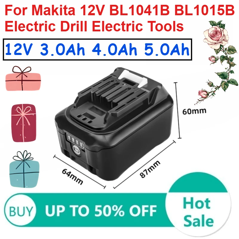 3.0Ah 4.0Ah 5.0Ah 12V Lithium Battery for Makita 12V BL1041B BL1015B Electric Drill Electric Tools Rechargeable Batteries
3.0Ah 4.0Ah 5.0Ah 12V Lithium Battery for Makita 12V BL1041B BL1015B Electric Drill Electric Tools Rechargeable Batteries