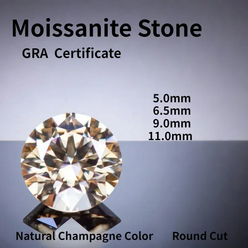 Natural Champagne Color Moissanite Stone Round Cut Charms Gemstone DIY Ring Necklace Earrings Main Materials with Certificate
Natural Champagne Color Moissanite Stone Round Cut Charms Gemstone DIY Ring Necklace Earrings Main Materials with Certificate