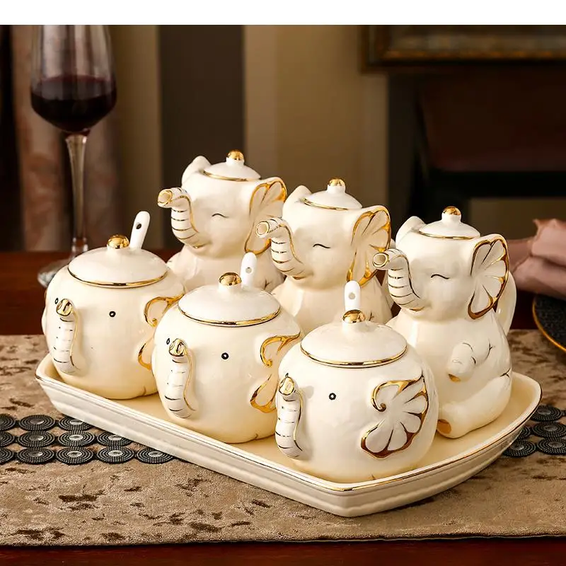 Elephant ceramic Spice bottles Jar Seasoning Box Kitchen Storage Bottle Jars Salt Pepper Cumin Powder
Elephant ceramic Spice bottles Jar Seasoning Box Kitchen Storage Bottle Jars Salt Pepper Cumin Powder