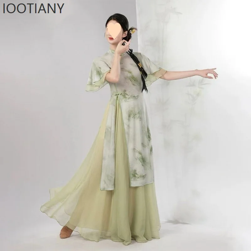 Classical Elegant Sweet Cheongsam Dance Costume Elegant Gauze Skirt Female Training Clothes Chinese Dance Elastic Mesh Suit New
Classical Elegant Sweet Cheongsam Dance Costume Elegant Gauze Skirt Female Training Clothes Chinese Dance Elastic Mesh Suit New