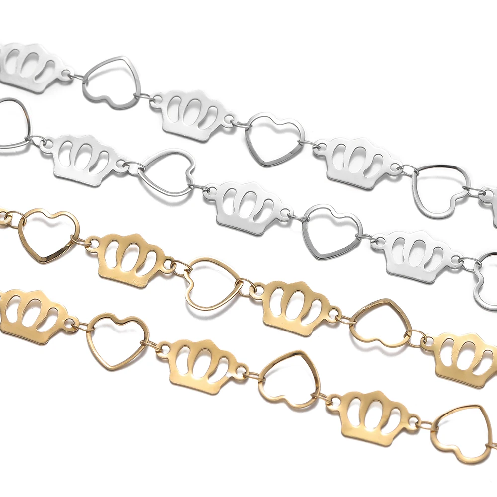 1Meter Stainless Steel Chain Crown Peach Heart Chain Gold Steel Color Chain for DIY Material Necklace Bracelet Jewelry Making
1Meter Stainless Steel Chain Crown Peach Heart Chain Gold Steel Color Chain for DIY Material Necklace Bracelet Jewelry Making