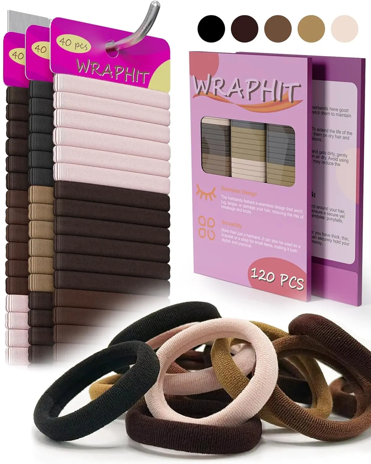 120pc Seamless Hair Ties, No Damage Snag-Free for Thick Hair, Elastic Ponytail Holders for Women Girls (Classic 5 Colors)
120pc Seamless Hair Ties, No Damage Snag-Free for Thick Hair, Elastic Ponytail Holders for Women Girls (Classic 5 Colors)