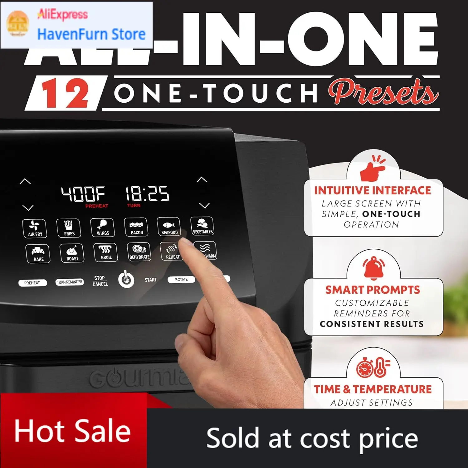 Activity priceGourmia Air Fryer - 14 Qt All-in-One Oven with Rotisserie, Digital Display with 12 Presets, Roast, Bake, Broil, De
Activity priceGourmia Air Fryer - 14 Qt All-in-One Oven with Rotisserie, Digital Display with 12 Presets, Roast, Bake, Broil, De