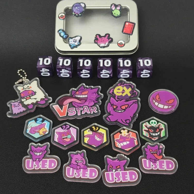 New PTCG Gengar Vstar Used Status Damage Counter Storage Box Set Dice Acrylic Token Counter Board Game Accessories Toy Gifts
New PTCG Gengar Vstar Used Status Damage Counter Storage Box Set Dice Acrylic Token Counter Board Game Accessories Toy Gifts