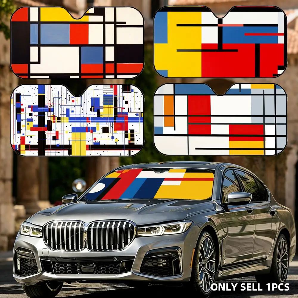 Geometric Mondrian Print Sun Visor Car Front Window Windshield Sunshade Five-Layer Aluminum Foil UV Protector Heat Shield
Geometric Mondrian Print Sun Visor Car Front Window Windshield Sunshade Five-Layer Aluminum Foil UV Protector Heat Shield