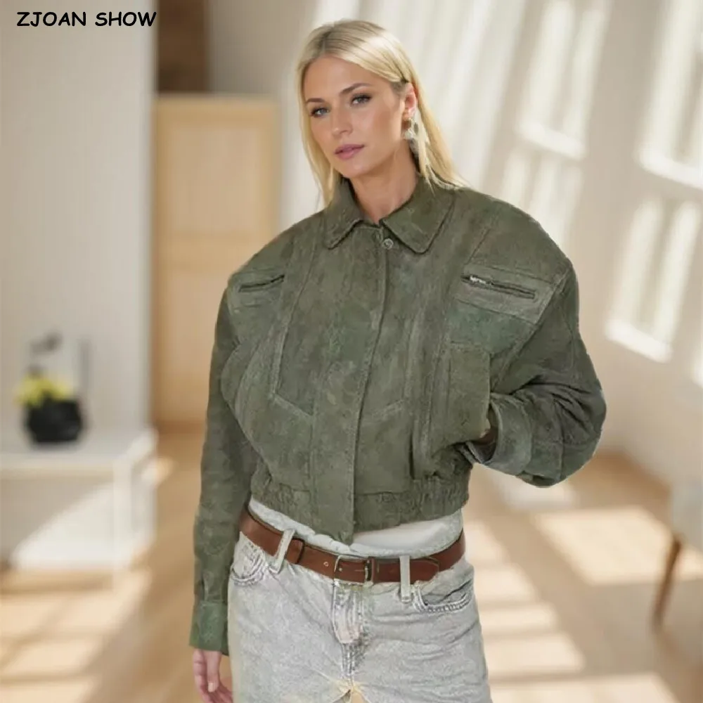 2025 Women Zip up Short Faux Suede Coat Full Bat Sleeve Elastic Hem High Waist Outerwear Lapel Collar Safari Jacket Armygreen
2025 Women Zip up Short Faux Suede Coat Full Bat Sleeve Elastic Hem High Waist Outerwear Lapel Collar Safari Jacket Armygreen