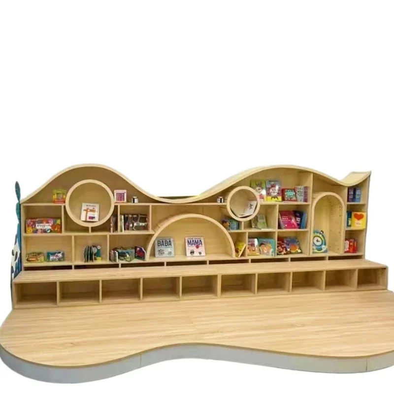 Nordic simple bookshelf, curved circle arch bookcase in hall of the sales office, picture book shelf
Nordic simple bookshelf, curved circle arch bookcase in hall of the sales office, picture book shelf