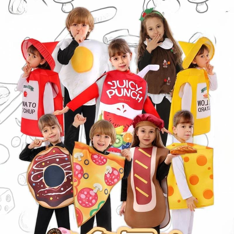 Halloween Children's Costume Tomato Sauce Pizza Role-playing Cosplay Suit Fun Performance Kindergarten Interest Show
Halloween Children's Costume Tomato Sauce Pizza Role-playing Cosplay Suit Fun Performance Kindergarten Interest Show