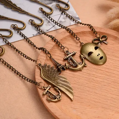 Marque-page en métal plume pendentif livre Page marque étudiant papeterie fournitures scolaires signets cadeau livre marqueur Escolar Papelaria