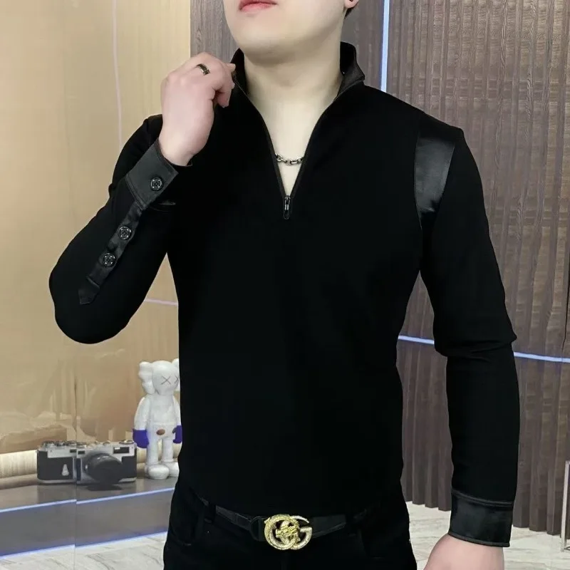 Zipper Long-sleeved T-shirt Light Luxury Stand Collar Sweatshirt Men's Versatile Spring Autumn Personalized Fashionable Base Top
Zipper Long-sleeved T-shirt Light Luxury Stand Collar Sweatshirt Men's Versatile Spring Autumn Personalized Fashionable Base Top