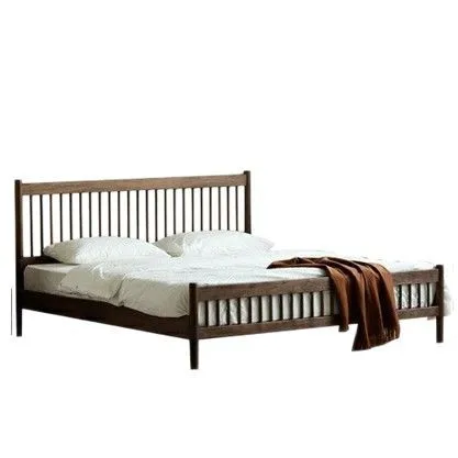 Solid wood bed Modern simple Japanese-style column bed Nordic 1.8 meters light luxury black walnut master bedroom log double bed
Solid wood bed Modern simple Japanese-style column bed Nordic 1.8 meters light luxury black walnut master bedroom log double bed
