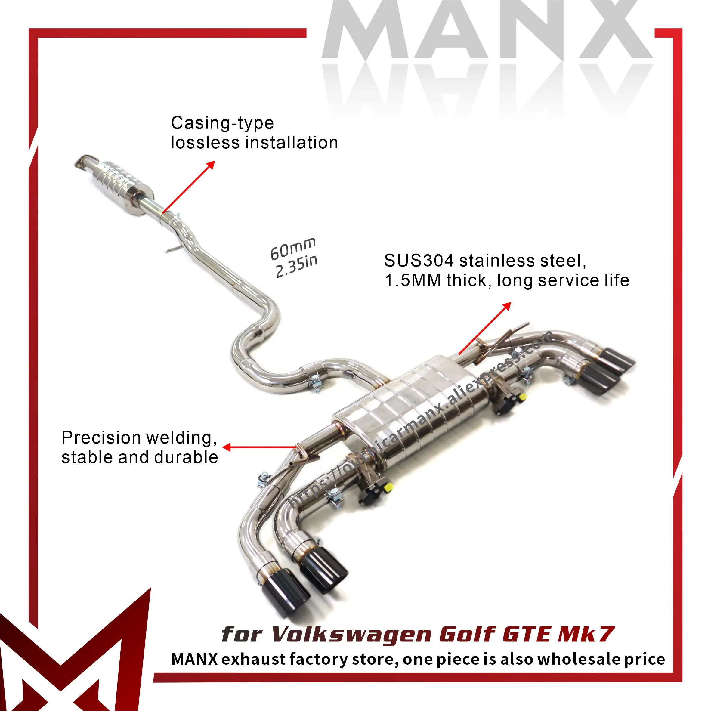 MANX SUS304 для Volkswagen Golf GTE MK7 Catback с электронным клапаном, поддержка настройки, выхлопная труба, увеличение диаметра трубы
MANX SUS304 для Volkswagen Golf GTE MK7 Catback с электронным клапаном, поддержка настройки, выхлопная труба, увеличение диаметра трубы