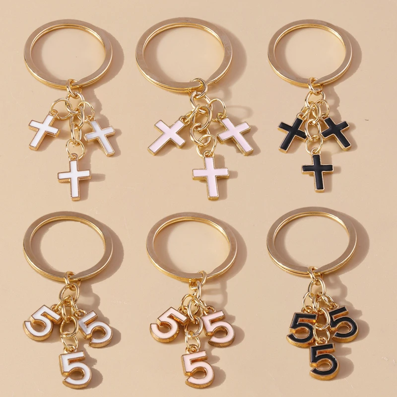 Fashion Enamel Cross Keychain Number 5 Key Ring Pendant for Women Girls Handbag Decor DIY Handmade Jewelry Gift
Fashion Enamel Cross Keychain Number 5 Key Ring Pendant for Women Girls Handbag Decor DIY Handmade Jewelry Gift