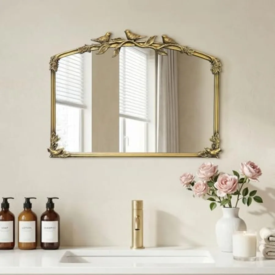 Gold Baroque Vintage Mirror for Vanity 19x25Inch Gold Antique with Ornate Frame, Arched Vintage Wall for Bathroom, Living Room,
Gold Baroque Vintage Mirror for Vanity 19x25Inch Gold Antique with Ornate Frame, Arched Vintage Wall for Bathroom, Living Room,
