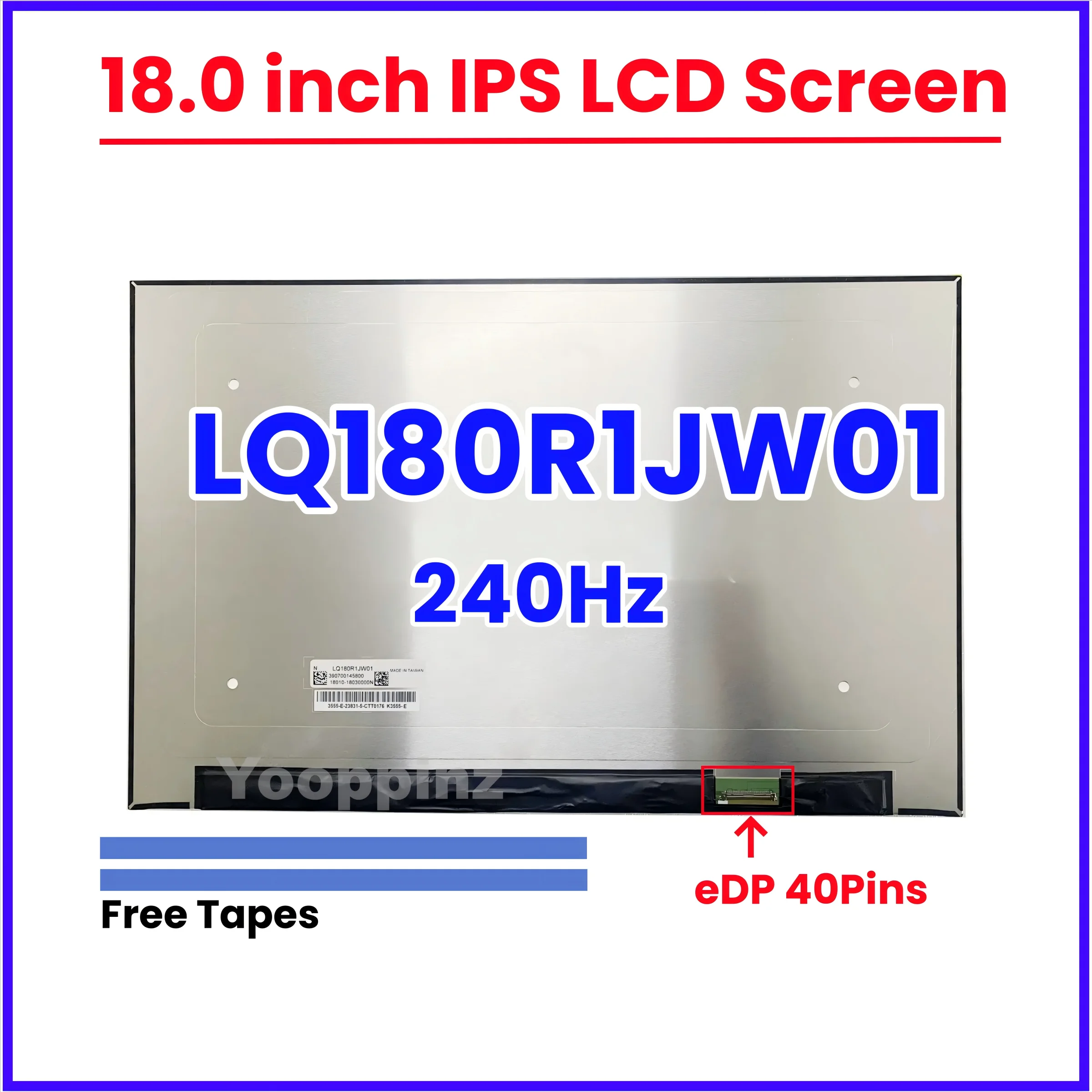 18,0-дюймовый ЖК-экран для ноутбука LQ180R1JW01, 240 Гц, IPS-панель дисплея, матрица ноутбука, замена светодиодного экрана, eDP, 40 контактов
18,0-дюймовый ЖК-экран для ноутбука LQ180R1JW01, 240 Гц, IPS-панель дисплея, матрица ноутбука, замена светодиодного экрана, eDP, 40 контактов