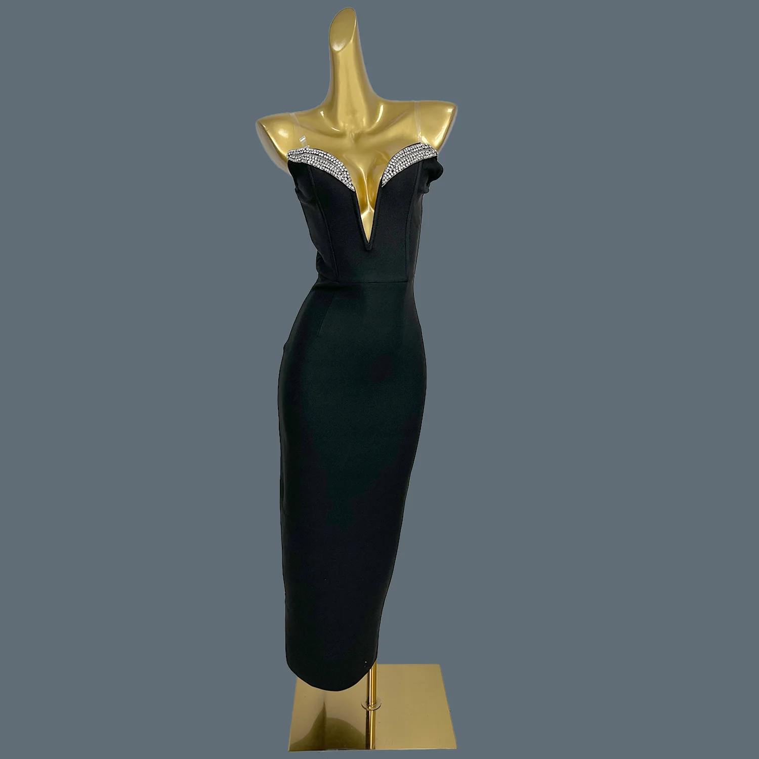 Crystals Collar Strapless Bandage Black Dress Women Birthday Celebrate Party High-end Sexy Gown Tight Fitting Deep V Neck Dress
Crystals Collar Strapless Bandage Black Dress Women Birthday Celebrate Party High-end Sexy Gown Tight Fitting Deep V Neck Dress
