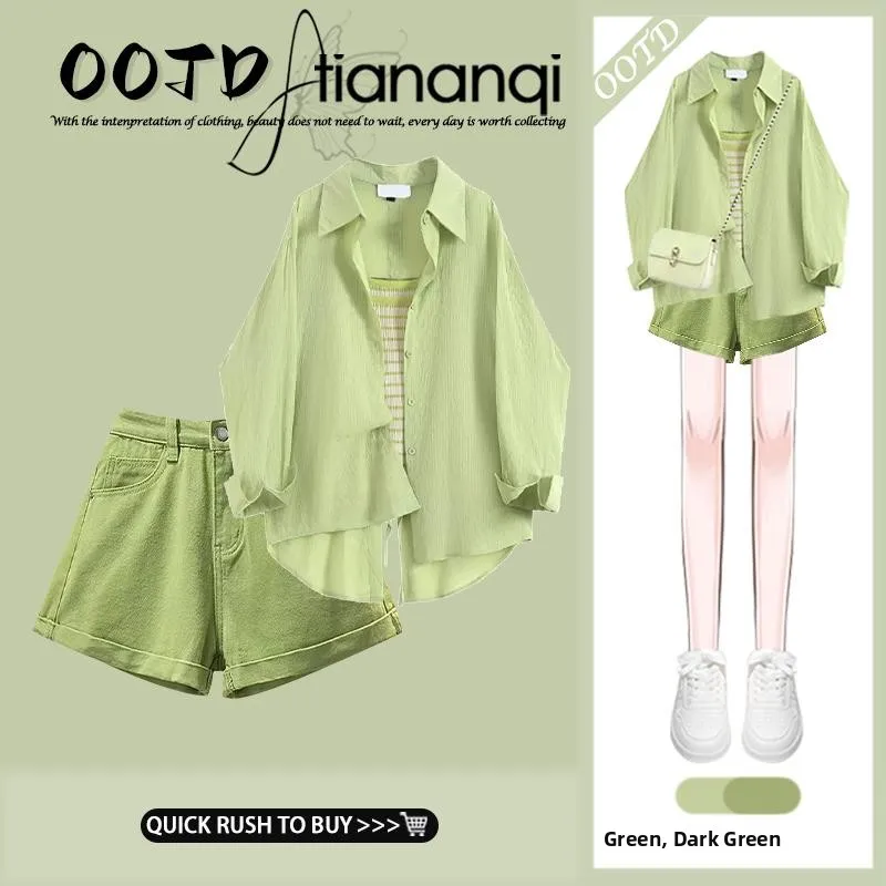Spring 2025 Dopane Faion Set High Waist Slimming orts Tee Piece Suit Cotton Long Sve irt Jaet Combo for Women
Spring 2025 Dopane Faion Set High Waist Slimming orts Tee Piece Suit Cotton Long Sve irt Jaet Combo for Women