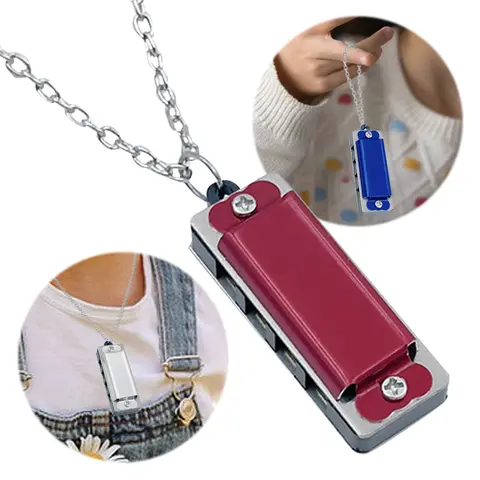 5Pcs Mini Harmonica Pendant Necklace 4 Holes 8 Tones Mouth Organ Music  Portable Harmonica for Children and Beginners