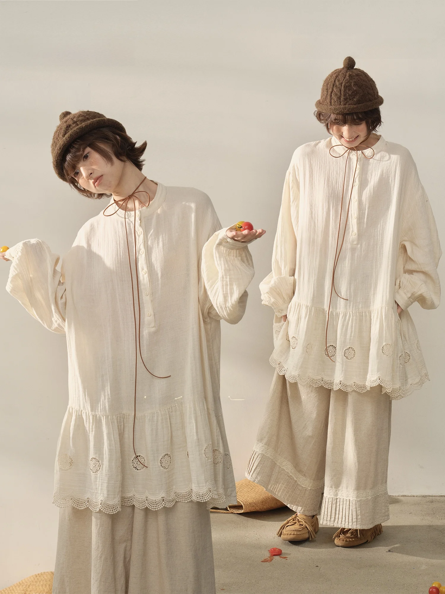 TONGTIONG Japanese Style Long Sleeve Shirt Dress Women Loose Slimming Midi Skirt Cotton 100% Floral Lace Detailing
TONGTIONG Japanese Style Long Sleeve Shirt Dress Women Loose Slimming Midi Skirt Cotton 100% Floral Lace Detailing