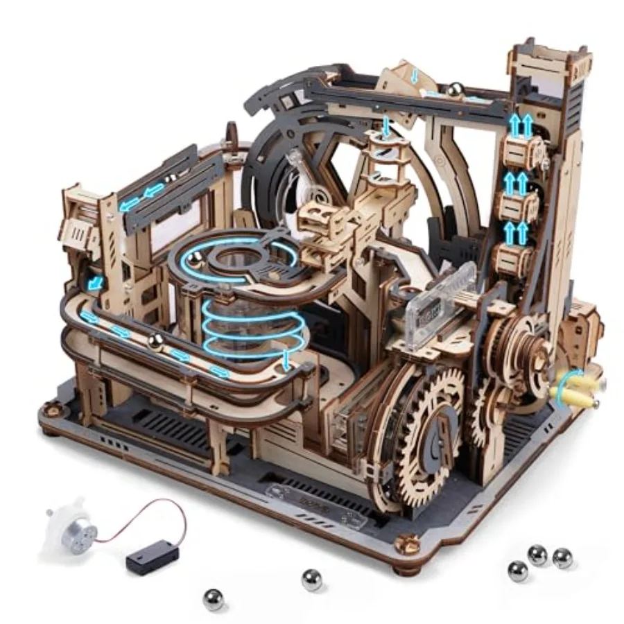 Motorized Wooden Puzzles for Adults - 3D Spaceport Puzzle, Natural Wood, Brown, STEM Educational Buildable Marble Run with Moti
Motorized Wooden Puzzles for Adults - 3D Spaceport Puzzle, Natural Wood, Brown, STEM Educational Buildable Marble Run with Moti