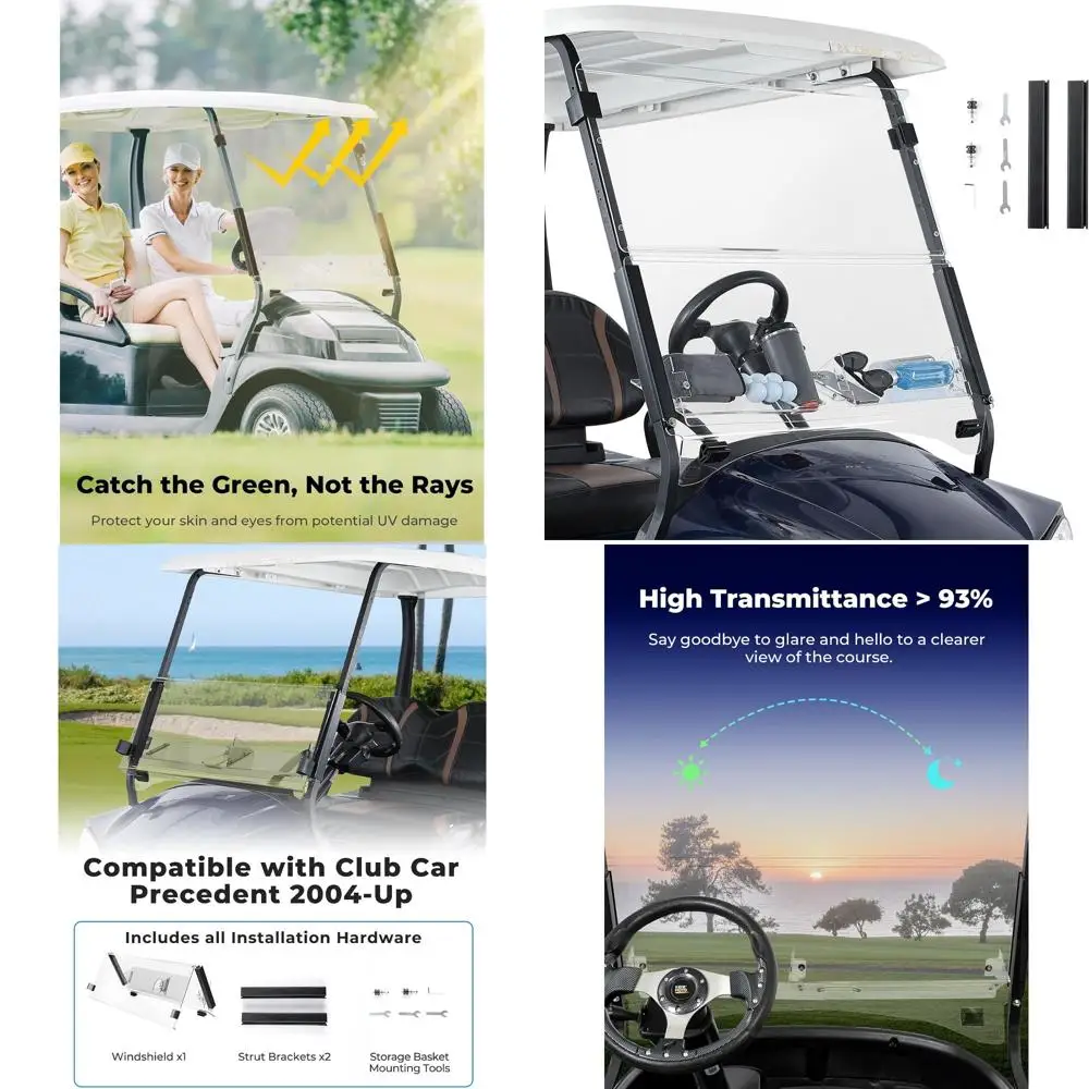 Gol Cart Windshield with Storage Basket Compatible with Club Car Prect Gas/Electric (2004-Up), oldable Replacement ront Windshie
Gol Cart Windshield with Storage Basket Compatible with Club Car Prect Gas/Electric (2004-Up), oldable Replacement ront Windshie