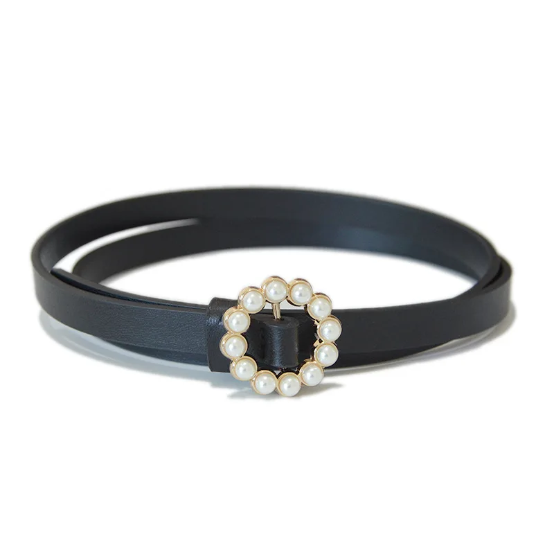 version of new women's belt, simple and casual, women's pearl round buckle, soft surface faux leather thin belt with skirt
version of new women's belt, simple and casual, women's pearl round buckle, soft surface faux leather thin belt with skirt