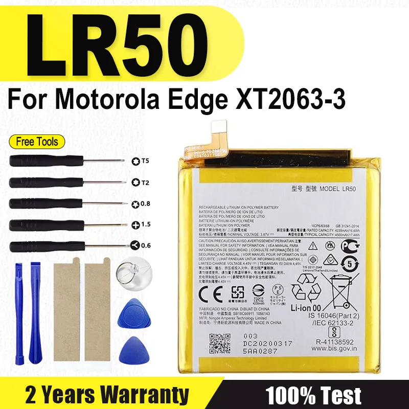 Сменный аккумулятор Batteria LR50 LR 50 для Motorola MOTO Edge XT2063-3, 4500 мАч + бесплатные наборы инструментов
Сменный аккумулятор Batteria LR50 LR 50 для Motorola MOTO Edge XT2063-3, 4500 мАч + бесплатные наборы инструментов