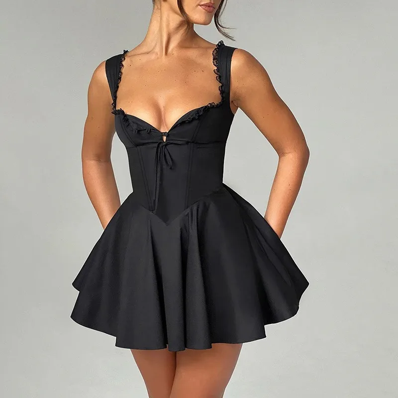 Summer Lovely A Line Dresses for Women Sleeveless Mini Dresses European and American Hollow Out Lace Up Elegant Holiday Dress
Summer Lovely A Line Dresses for Women Sleeveless Mini Dresses European and American Hollow Out Lace Up Elegant Holiday Dress