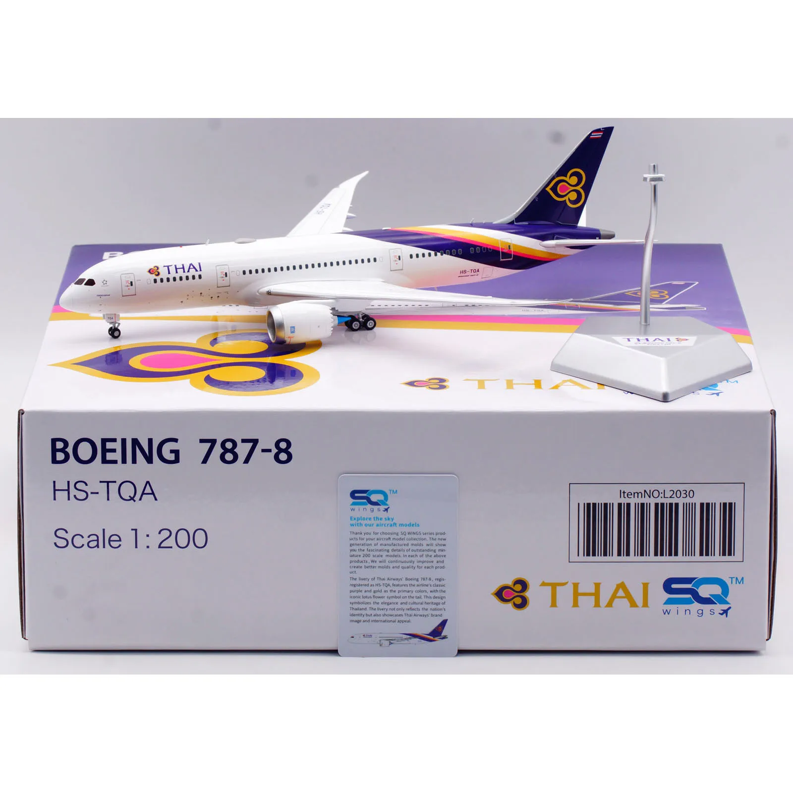 L2030 Alloy Collectible Plane Gift SQ Wings 1:200 THAI Airways "StarAlliance" Boeing B787-8 Diecast Aircraft Jet Model HS-TQA
L2030 Alloy Collectible Plane Gift SQ Wings 1:200 THAI Airways "StarAlliance" Boeing B787-8 Diecast Aircraft Jet Model HS-TQA