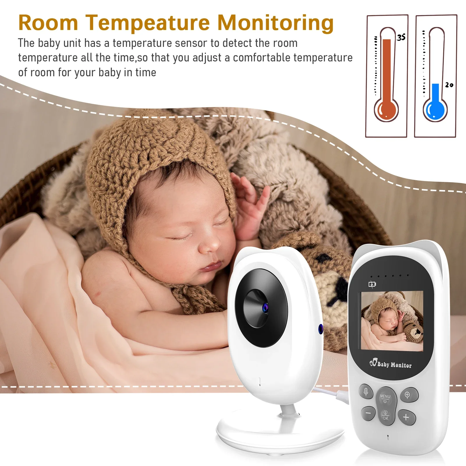 Wireless Baby Monitor for Kids Wireless Video Baby Monitor 2.4 Inch LCD 2 Way Audio Talk Night Vision Surveillance Security
Wireless Baby Monitor for Kids Wireless Video Baby Monitor 2.4 Inch LCD 2 Way Audio Talk Night Vision Surveillance Security