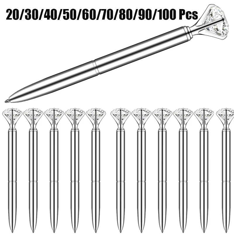 20-100 Pieces Silver Crystal Diamond Top Metal Ballpoint Pens Bulk
20-100 Pieces Silver Crystal Diamond Top Metal Ballpoint Pens Bulk