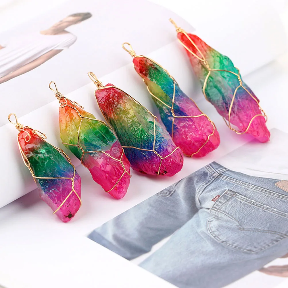 Natural Crystal Irregular Crystal Pendant Multicolor Wire Wrap Pendant Irregular Shape Unique Gift Jewelry Accessories
Natural Crystal Irregular Crystal Pendant Multicolor Wire Wrap Pendant Irregular Shape Unique Gift Jewelry Accessories