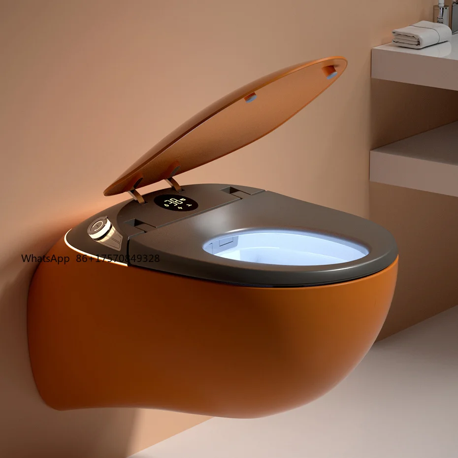 Orange Color Wall-Mounted Intelligent Toilet Automatic Flush Intelligent Bathroom Wc Hanging Smart Toilet
Orange Color Wall-Mounted Intelligent Toilet Automatic Flush Intelligent Bathroom Wc Hanging Smart Toilet