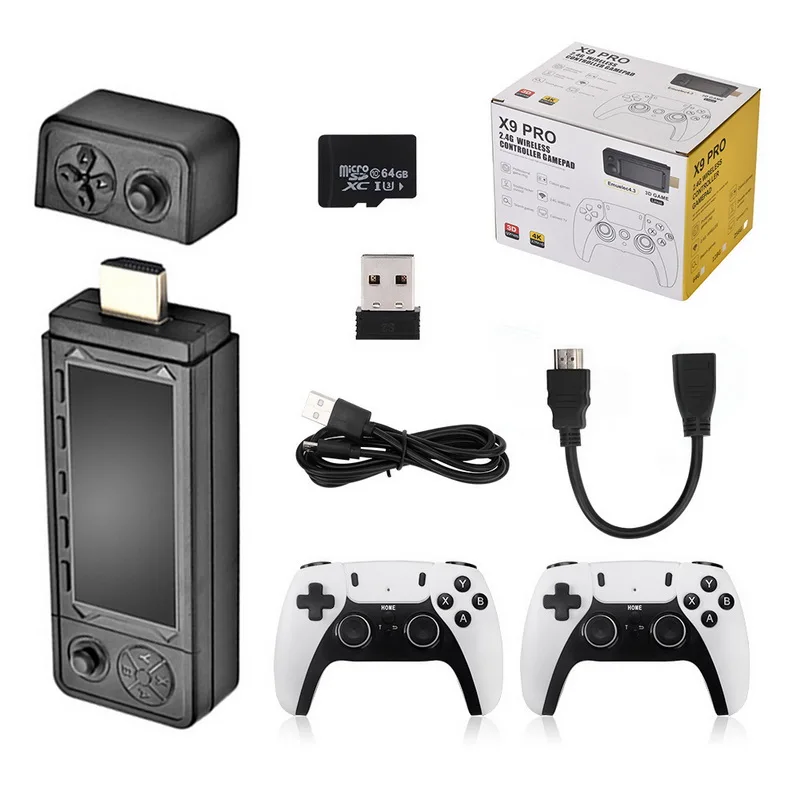 Игровая приставка X9 PRO Retro 4K 3D Game Stick 64G/128G HD Mini с беспроводным контроллером 2.4G, 40000+ игр, HDMI-совместимая
Игровая приставка X9 PRO Retro 4K 3D Game Stick 64G/128G HD Mini с беспроводным контроллером 2.4G, 40000+ игр, HDMI-совместимая