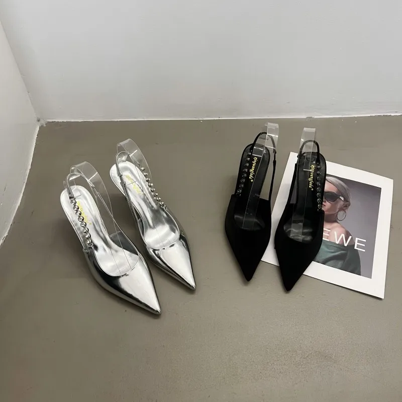 Pointed Rhinestone Elastic Band Women Sandals Stiletto High Heels Solid Color Slip On Slides Slingback Pumps Elegant Dress Shoes
Pointed Rhinestone Elastic Band Women Sandals Stiletto High Heels Solid Color Slip On Slides Slingback Pumps Elegant Dress Shoes