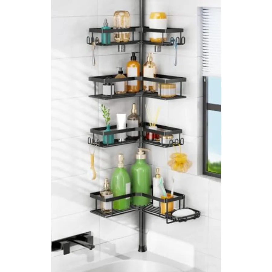 4-Tier Corner Shower Caddy with Soap Holder Hooks - Rustproof Black Bathroom Organizer for Renters - No-Drill Adjustable Shelf
4-Tier Corner Shower Caddy with Soap Holder Hooks - Rustproof Black Bathroom Organizer for Renters - No-Drill Adjustable Shelf