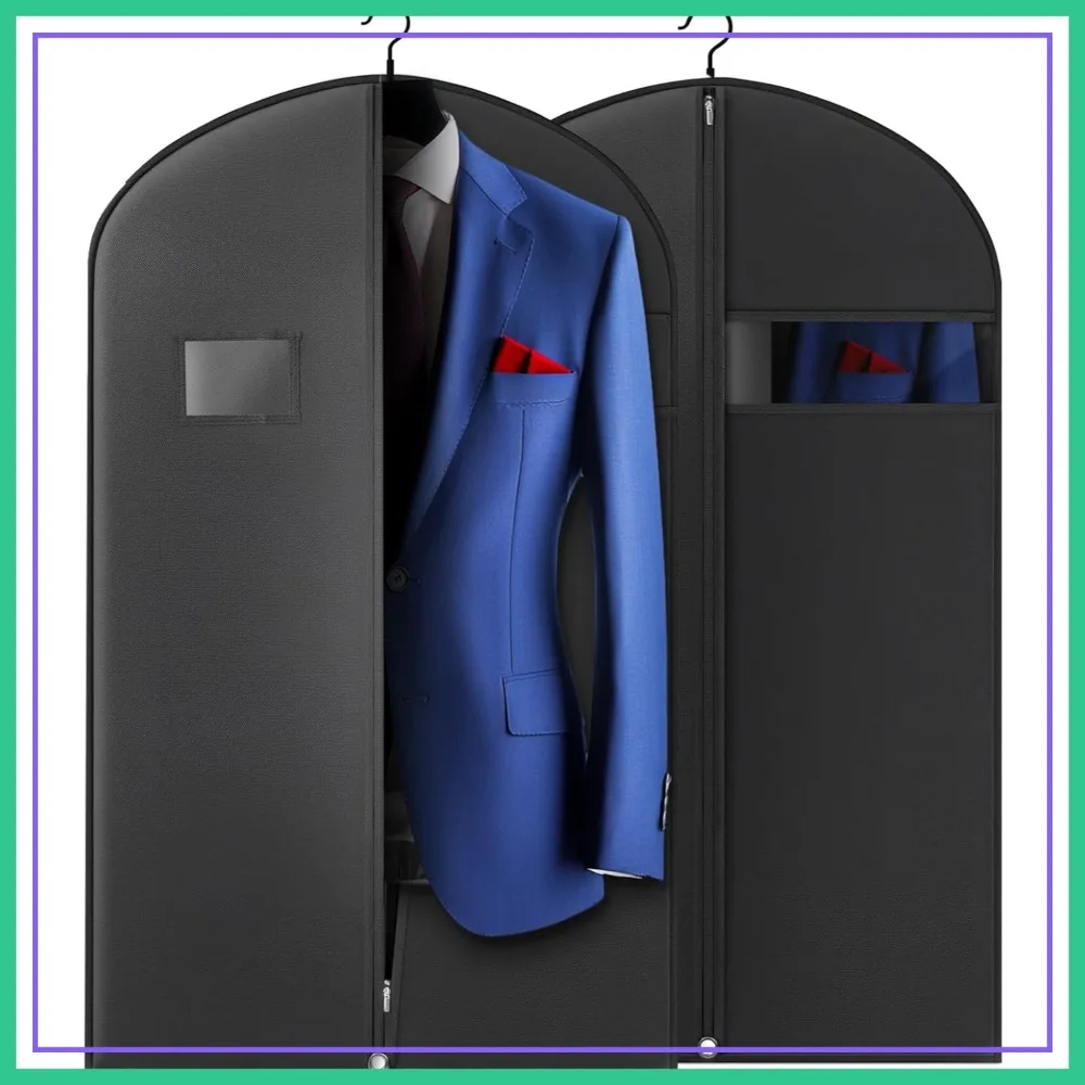 40-inch Garment Bags for Travel, Hanging Clothes with Zipper & Transparent Window, 2 Pack Black
40-inch Garment Bags for Travel, Hanging Clothes with Zipper & Transparent Window, 2 Pack Black