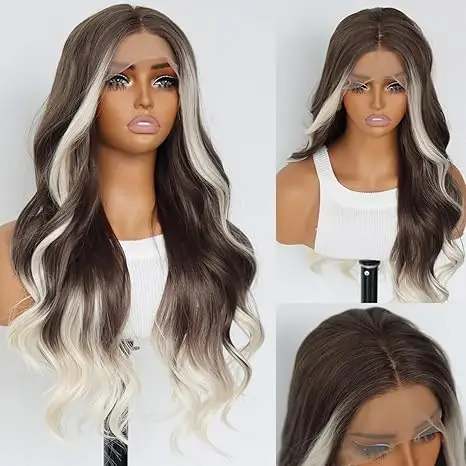 Women's 24-Inch Long Wavy Synthetic Lace Front Wig Brown Blonde & White Blonde Chocolate Brown Glueless 13x4 Human Hair Wigs
Women's 24-Inch Long Wavy Synthetic Lace Front Wig Brown Blonde & White Blonde Chocolate Brown Glueless 13x4 Human Hair Wigs