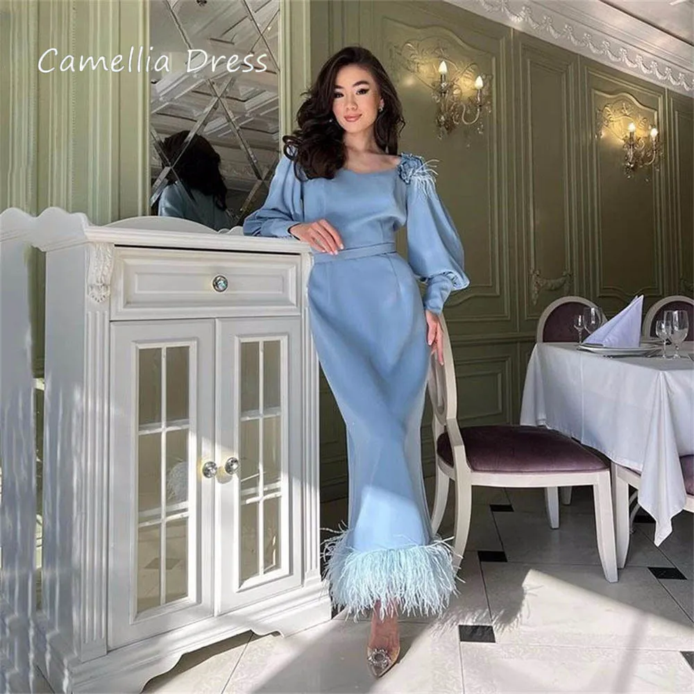 Refined Mermaid Evening Dresses Belt Ankle-length Feathers Lantern Sleeve Stylish Prom Dresses Long Sleeve O-neck Party Dresses
Refined Mermaid Evening Dresses Belt Ankle-length Feathers Lantern Sleeve Stylish Prom Dresses Long Sleeve O-neck Party Dresses