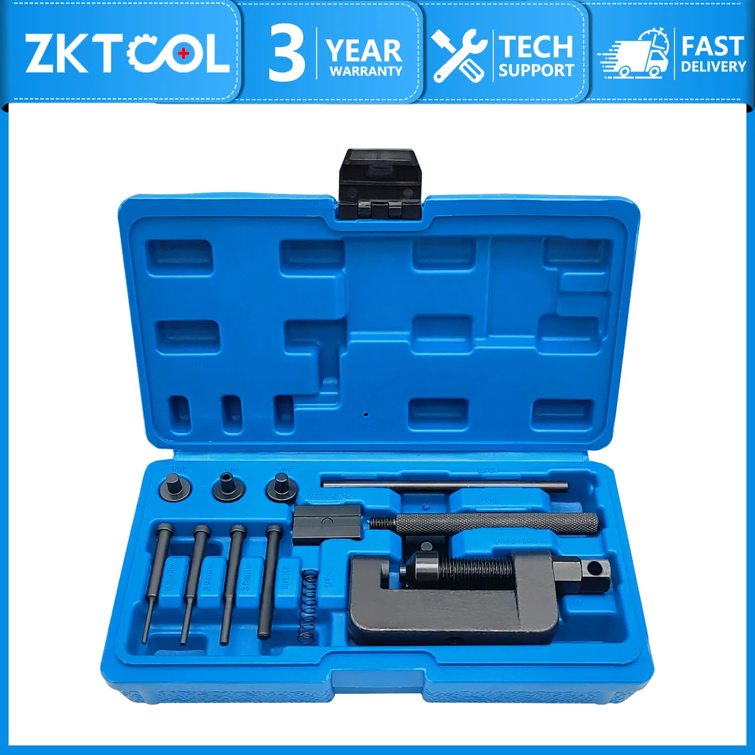 13Pcs Heavy Duty Chain Breaker Splitter Link Riveter Tool Kit Motorcycle Bicycle Cam Drive Riveting Repair Set
13Pcs Heavy Duty Chain Breaker Splitter Link Riveter Tool Kit Motorcycle Bicycle Cam Drive Riveting Repair Set