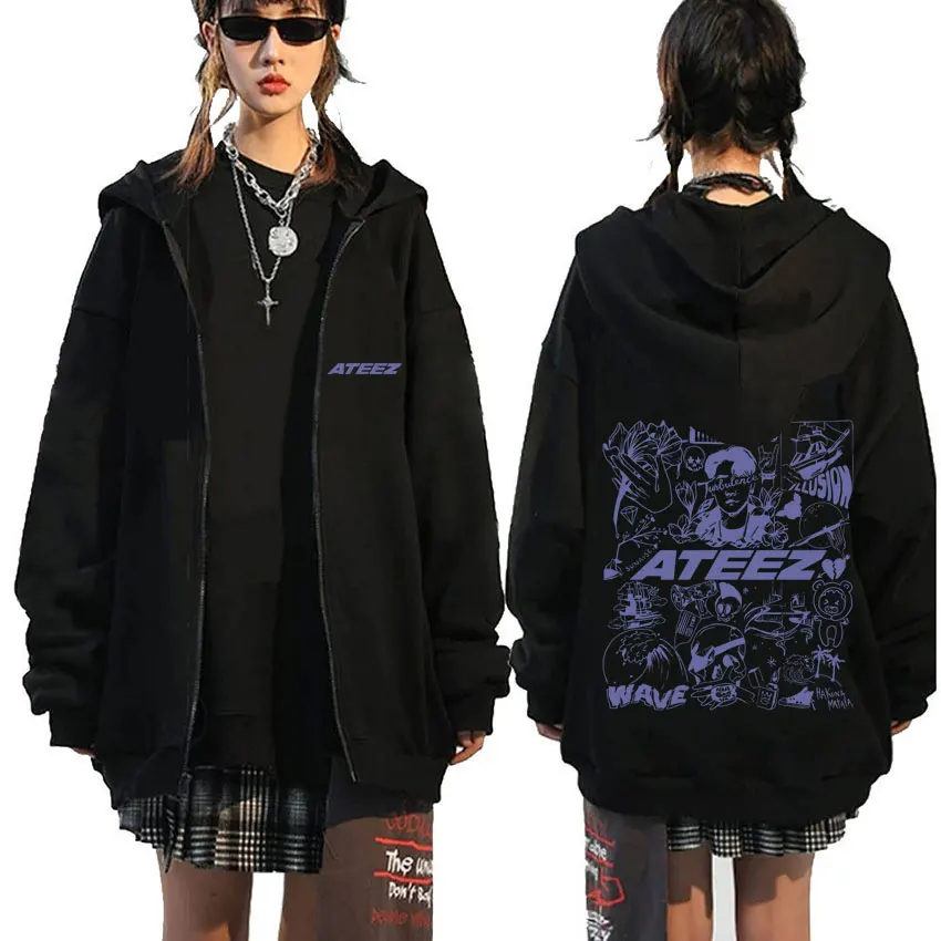 Korean Fashion Trend Ateez Kpop Graphic Zipper Hoodie Men Women's Casual Oversized Zip Up Jacket Male Trendy Y2k Zip Up Hoodies
Korean Fashion Trend Ateez Kpop Graphic Zipper Hoodie Men Women's Casual Oversized Zip Up Jacket Male Trendy Y2k Zip Up Hoodies