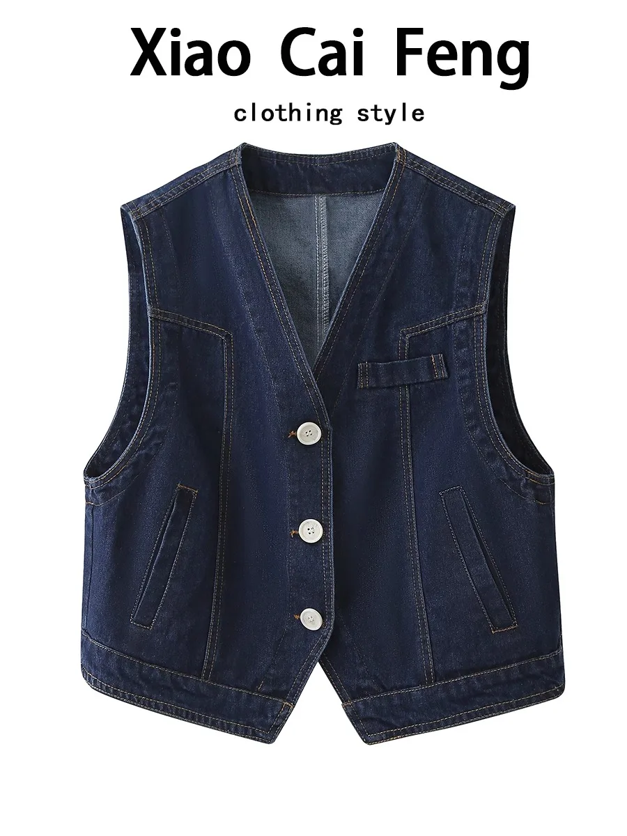 Retro Waed Denim Vest Women's Summer Deep Blue Faion Slim Fit Versatile Svel oulder Top Cotton Blend ort Length
Retro Waed Denim Vest Women's Summer Deep Blue Faion Slim Fit Versatile Svel oulder Top Cotton Blend ort Length