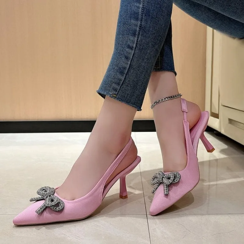 Crystal Women Mules Sandals Party Sexy Black Pointed Bow Back Strap Sandals High-heeled Stiletto with Rhinestone Shoes Ladies
Crystal Women Mules Sandals Party Sexy Black Pointed Bow Back Strap Sandals High-heeled Stiletto with Rhinestone Shoes Ladies