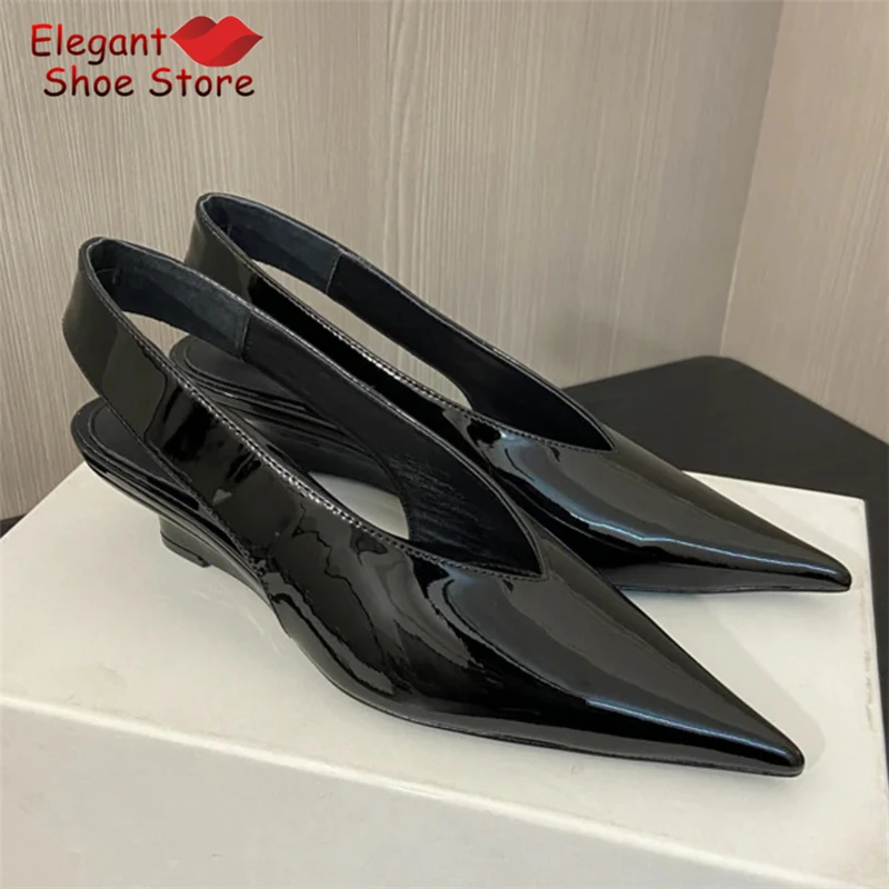 Black Patent Leather Wedges Pumps for Women Summer Sexy Shallow Suede Pointed Toe Back Strap Sandals Fashion Party Wedding Shoes
Black Patent Leather Wedges Pumps for Women Summer Sexy Shallow Suede Pointed Toe Back Strap Sandals Fashion Party Wedding Shoes