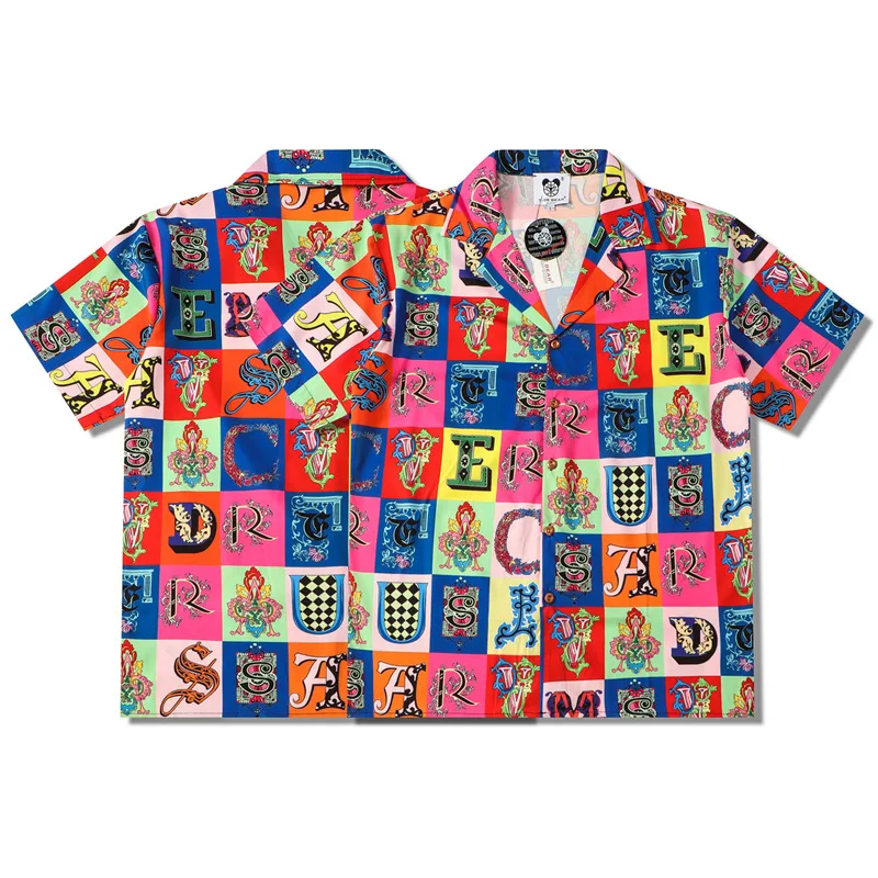 Дропшиппинг, модная брендовая мужская рубашка для пар3, разноцветная клетчатая рубашка с английским цифровым принтом, свободная рубашка с отложным воротником и короткими рукавами, летняя рубашка 
Дропшиппинг, модная брендовая мужская рубашка для пар3, разноцветная клетчатая рубашка с английским цифровым принтом, свободная рубашка с отложным воротником и короткими рукавами, летняя рубашка