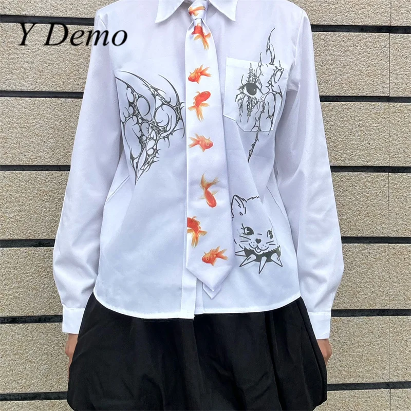 Y Demo Dreamcore Золотая рыбка с принтом Повседневные длинные галстуки Y2k Белый регулируемый галстук
Y Demo Dreamcore Золотая рыбка с принтом Повседневные длинные галстуки Y2k Белый регулируемый галстук