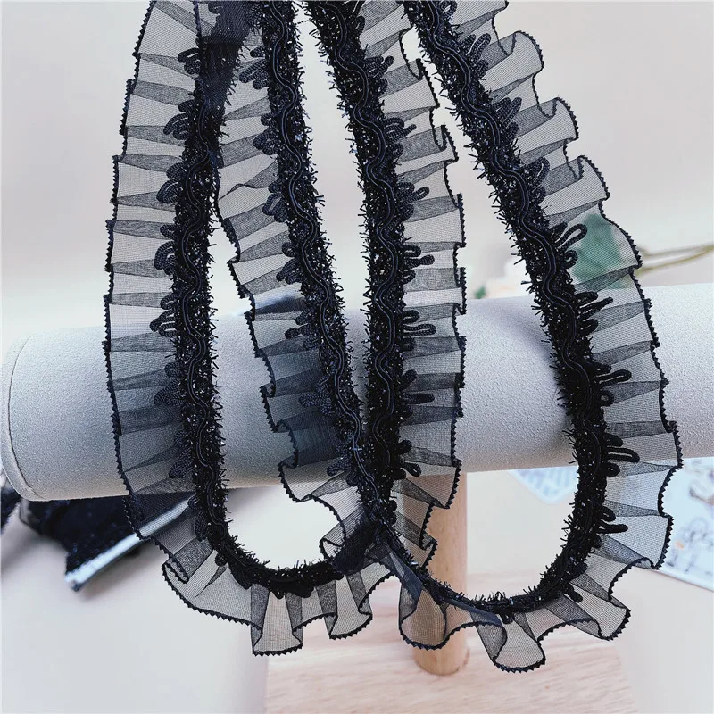Low Price Black Shiny Pleated Lace For Crafts Ribbon DIY Wedding Dress Bag Hat Headwear Skirt Clothes Sewing Material Decoration
Low Price Black Shiny Pleated Lace For Crafts Ribbon DIY Wedding Dress Bag Hat Headwear Skirt Clothes Sewing Material Decoration